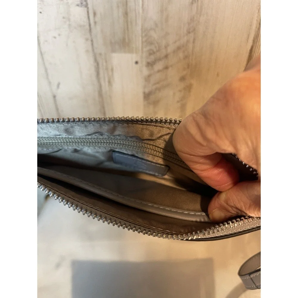 Bostanten Minimalist Clutch Sleek, Gray Leather With Wristlet NWOT
